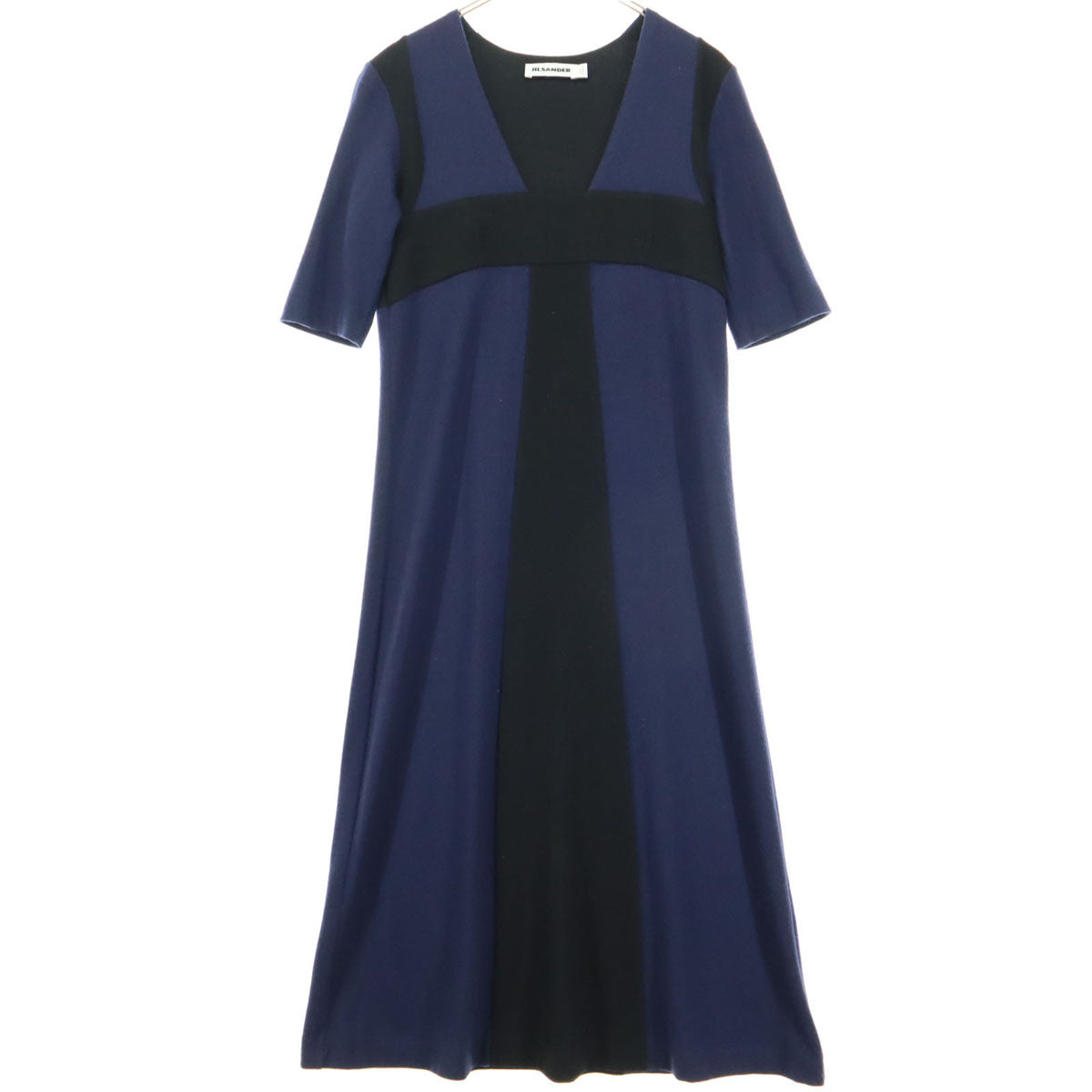 JIL SANDER ジルサンダー イタリア製 半袖 ロングワンピース ネイビー レディース