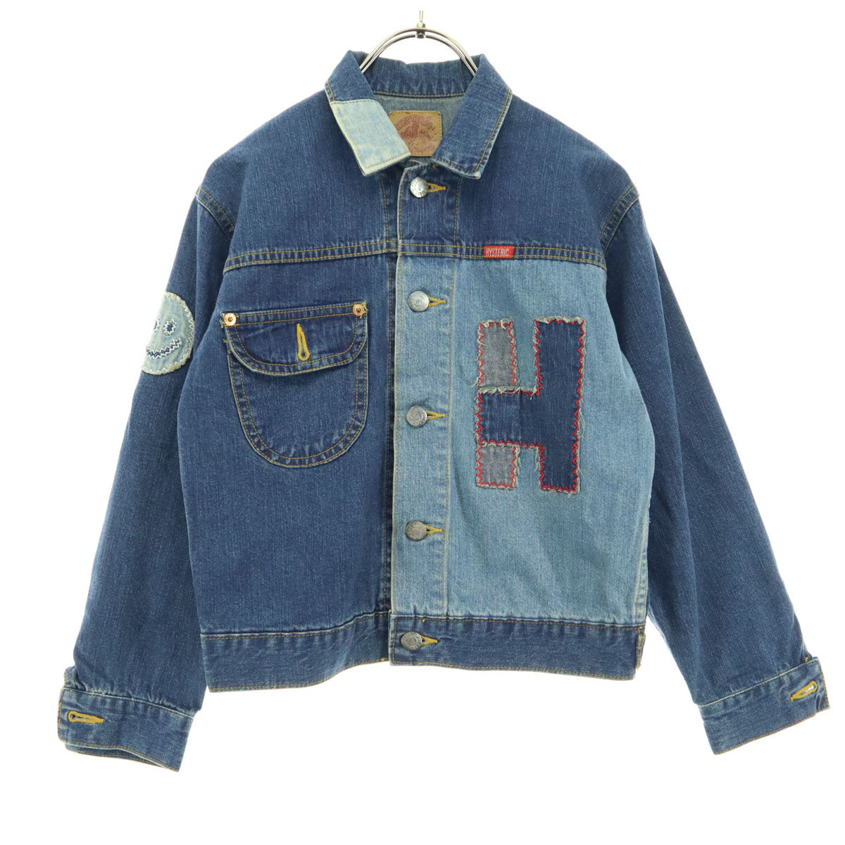 HYSTERIC GLAMOUR ヒステリックグラマー 長袖 パッチワーク デニムジャケット 130 ブルー キッズ