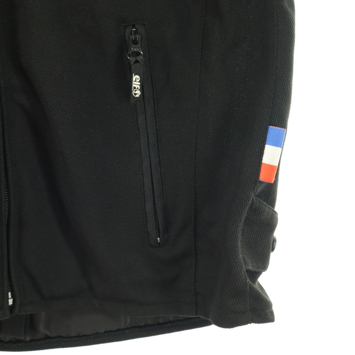 美品 elf エルフ プリント バイカーズ 長袖 メッシュ ジャケット ブラック メンズ