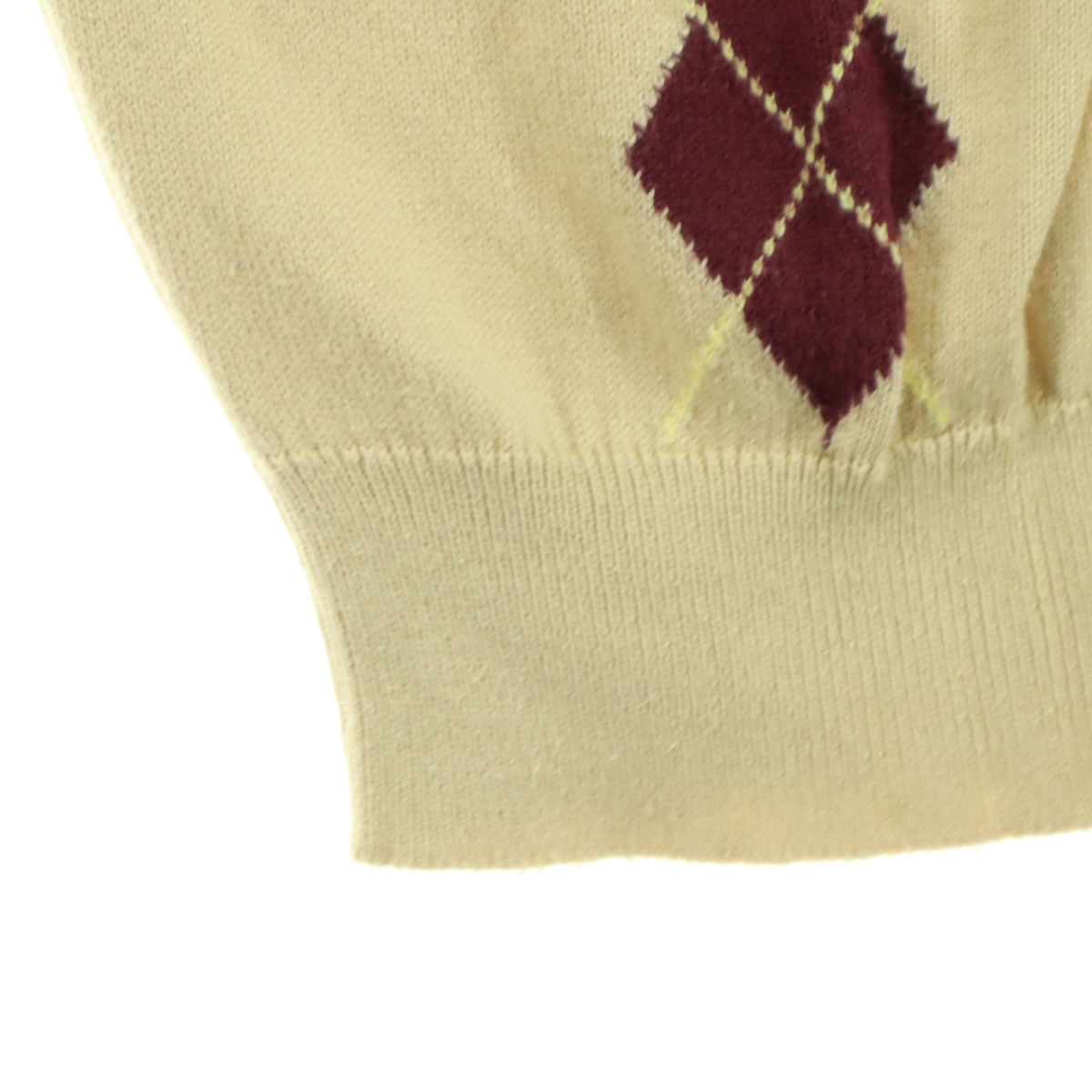 美品 JOHN SMEDLEY ジョンスメドレー 80s ヴィンテージ 英国製 アーガイル柄 長袖 ニットカーディガン S クリーム レディース