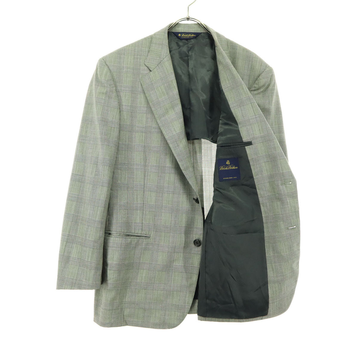 美品 Brooks Brothers ブルックスブラザーズ グレンチェック 長袖 テーラードジャケット グレー系 メンズ