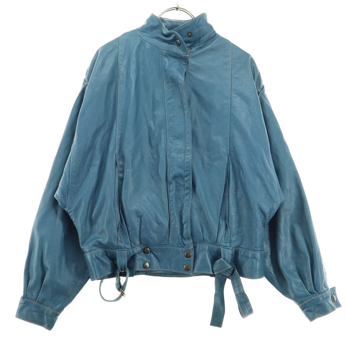 80s ヴィンテージ 長袖 レザージャケット 42 ブルー レディース