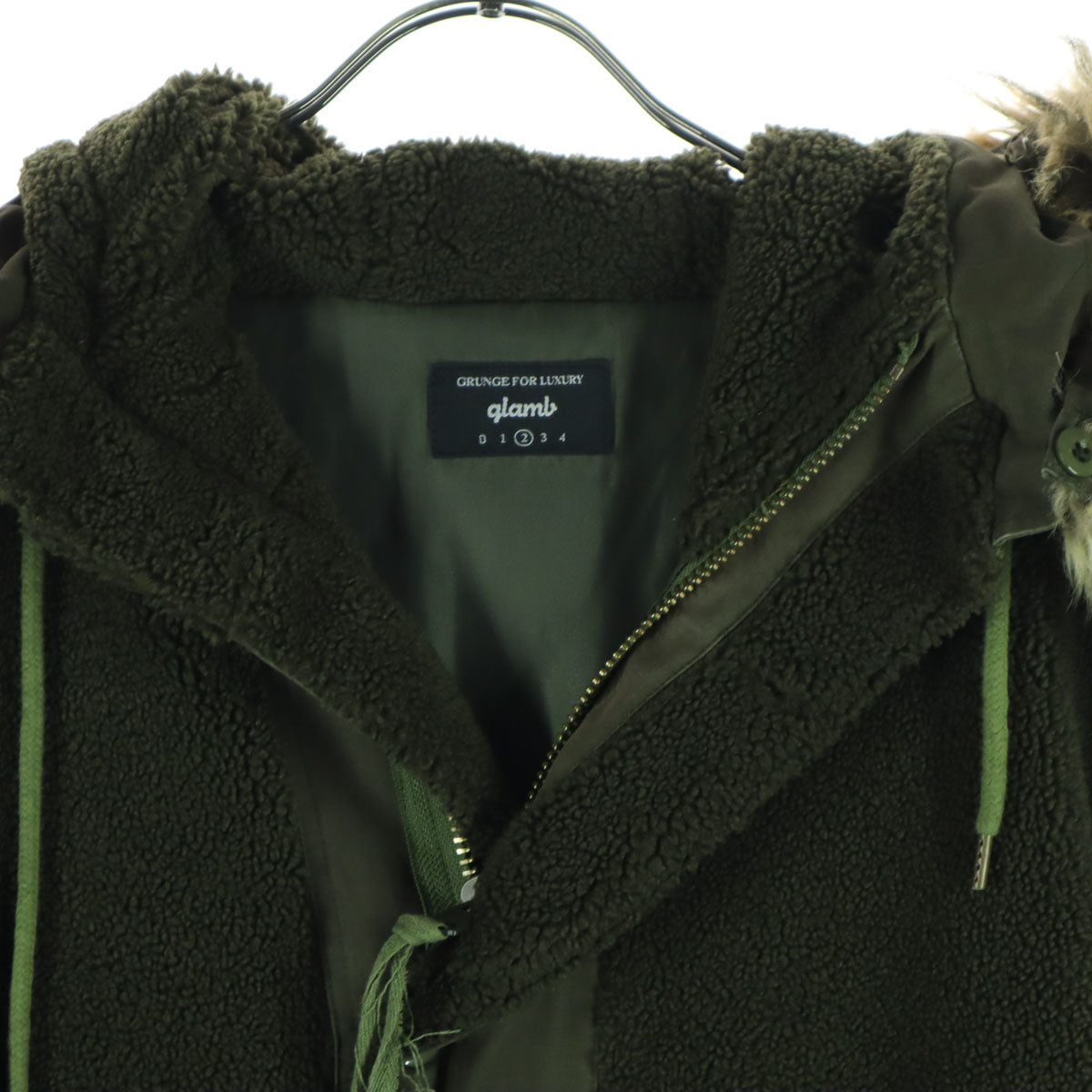 glamb グラム 長袖 ボア モッズコート 2 カーキ メンズ