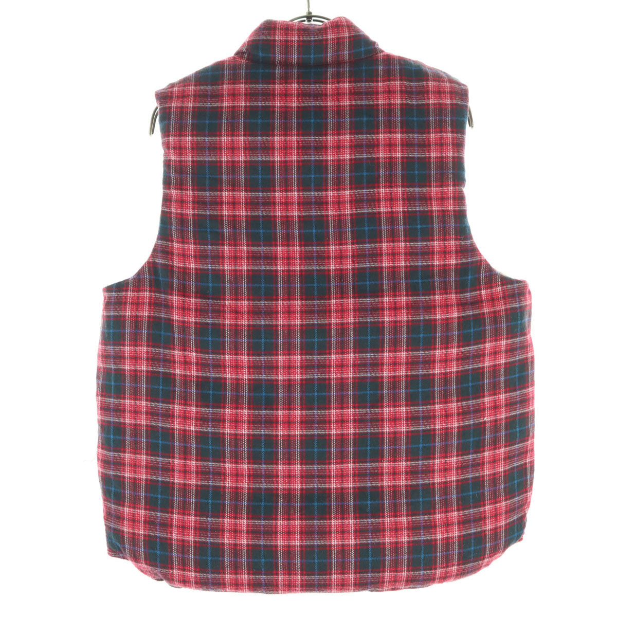 BEAMS ビームス リバーシブル チェック柄 ノースリーブ レザーヨーク ダウンベスト S ブラウン系 メンズ