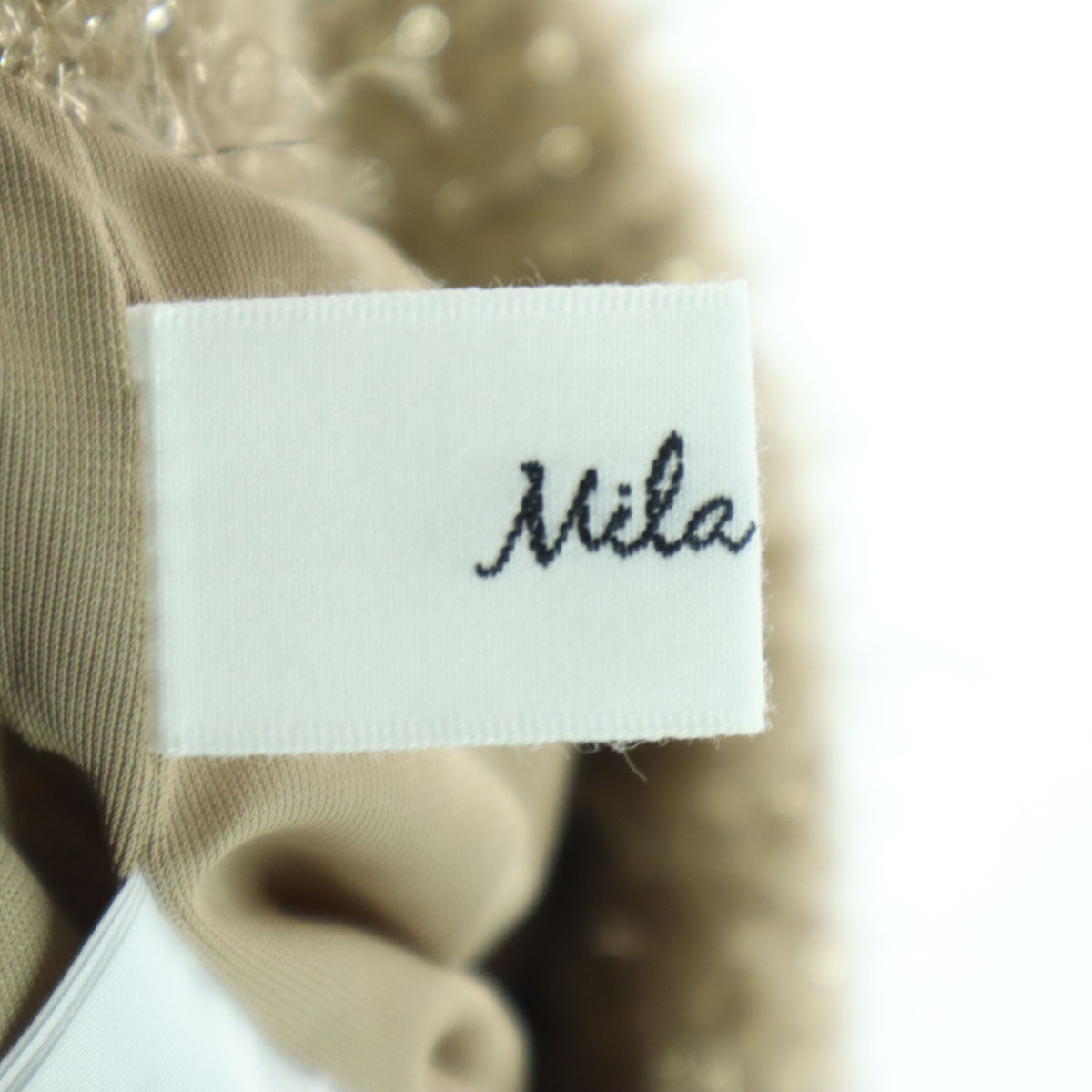 未使用 Mila Owen ミラオーウェン ニット ロングスカート 0 ベージュ ラメ 09WNS235166 レディース