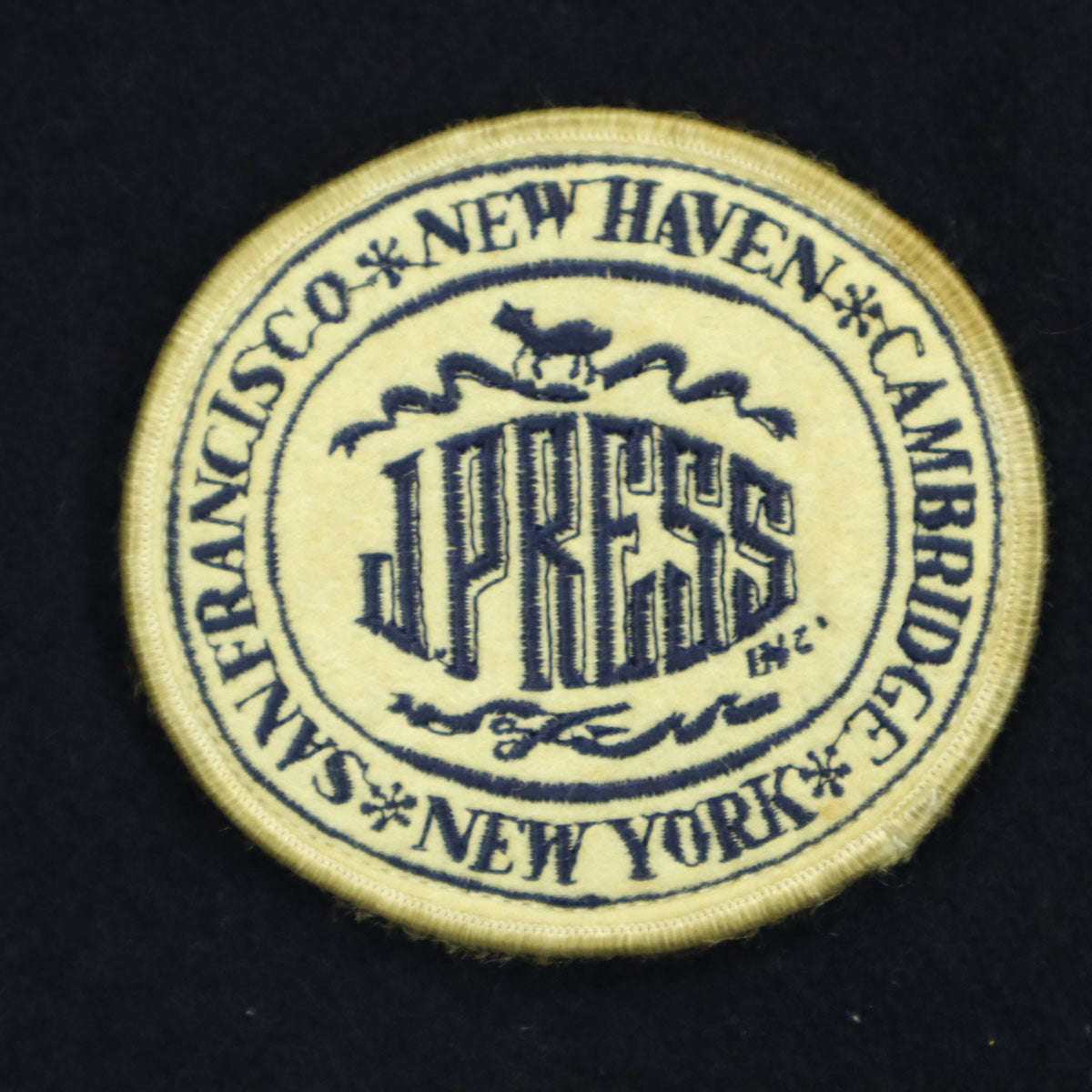 J.PRESS ジェイプレス 長袖 袖レザー スタジャン M ネイビー 牛革 メンズ