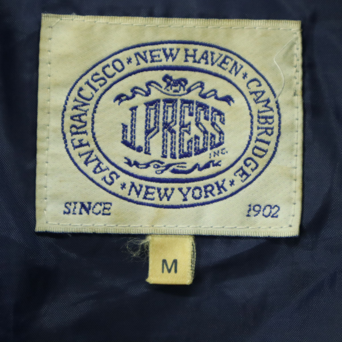 J.PRESS ジェイプレス 長袖 袖レザー スタジャン M ネイビー 牛革 メンズ