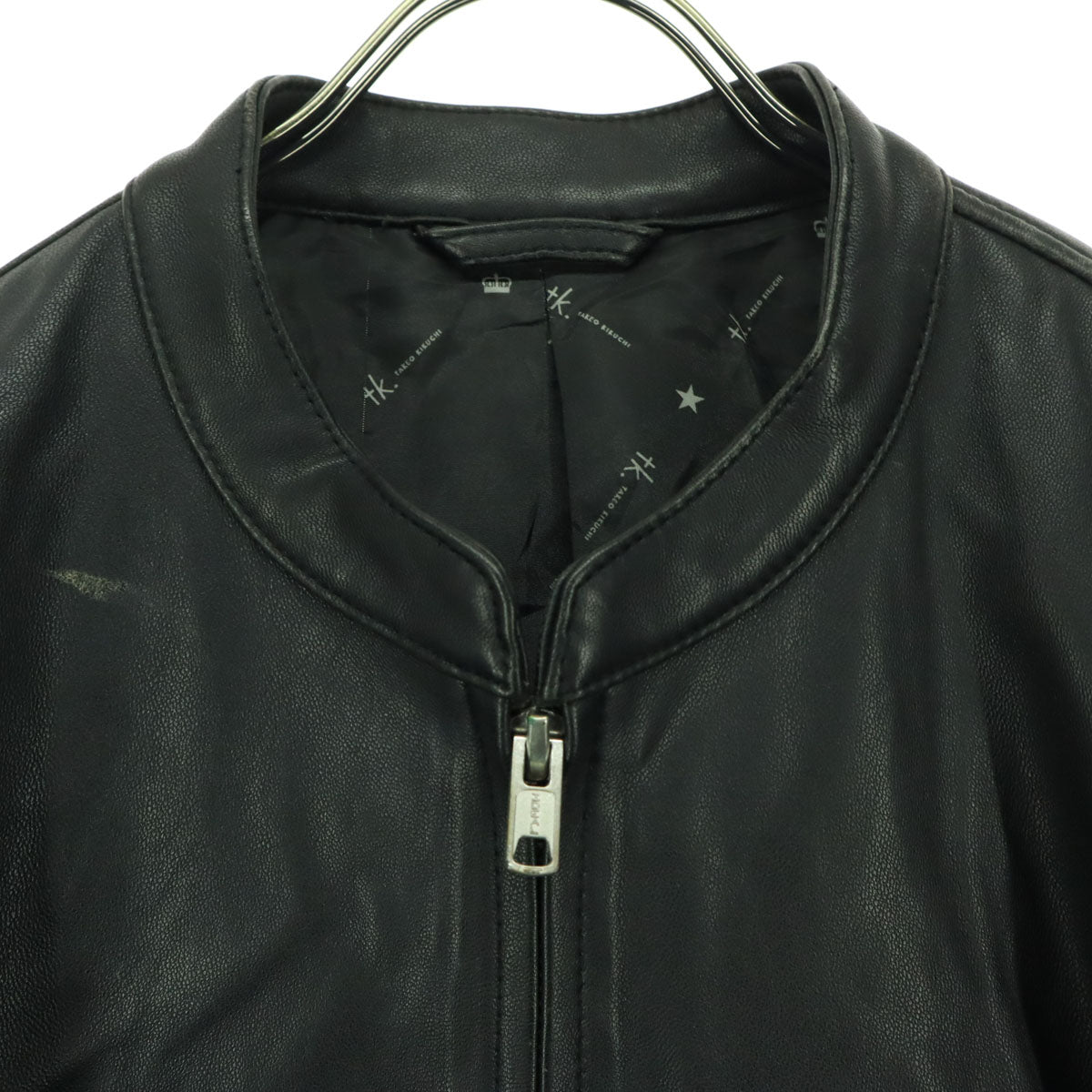 TAKEO KIKUCHI タケオキクチ 長袖 レザー シングルライダースジャケット XL ブラック 羊革 メンズ