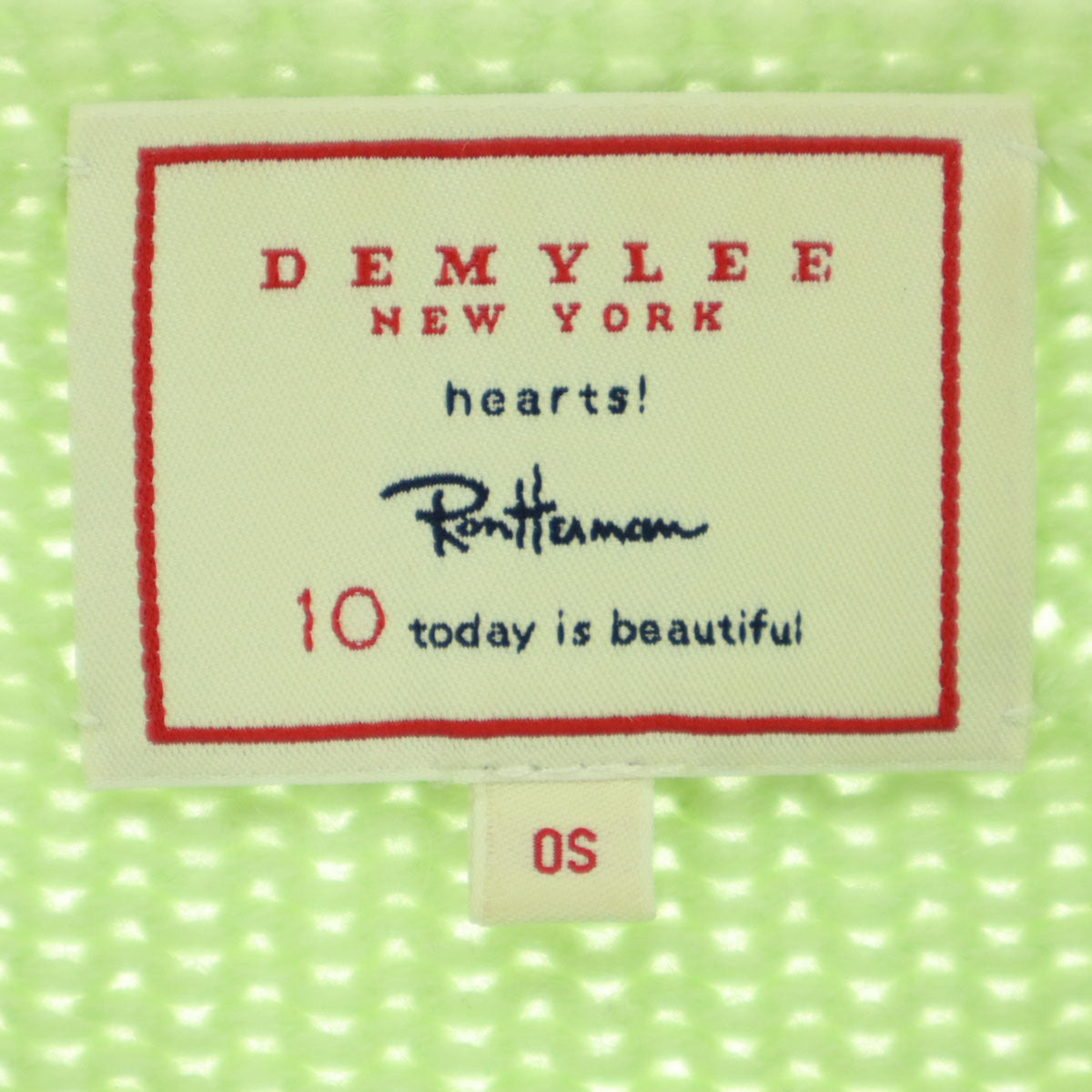 美品 DEMYLEE デミリー 長袖 カシミヤ100% ボートネック 丈短 セーター F ライトグリーン ロンハーマン別注 レディース