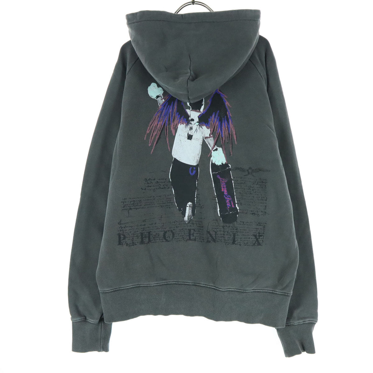 BECOME TREE ビーコムツリー PHOENIX プリント 長袖 スウェットパーカー 2 グレー UVERworld TAKUYA メンズ