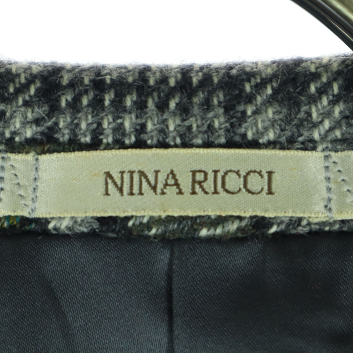 美品 NINA RICCI ニナリッチ 千鳥格子 長袖 テーラードジャケット グレー メンズ
