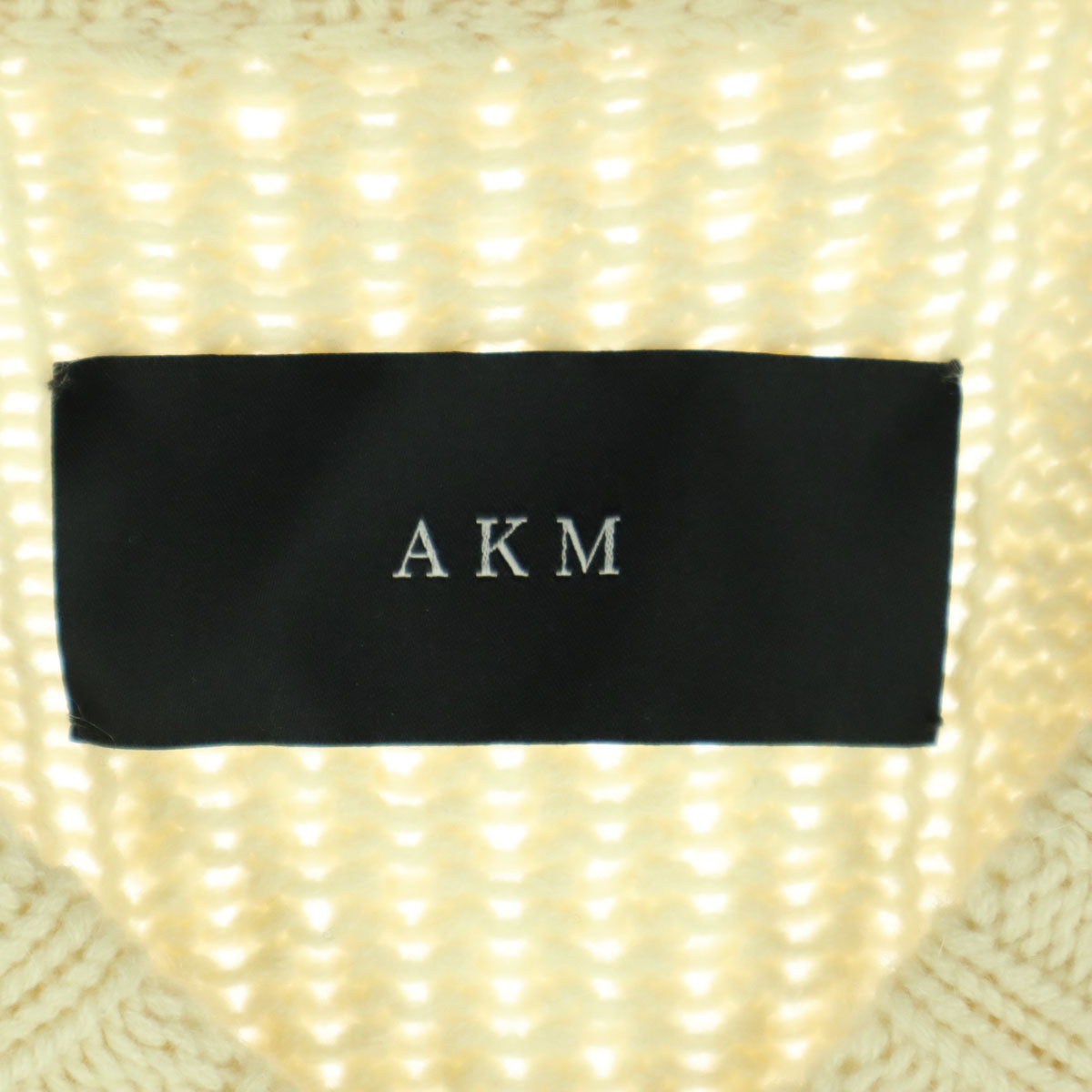 AKM エイケイエム カシミヤ フィッシャーマン 長袖 Vネック ニット M アイボリー メンズ