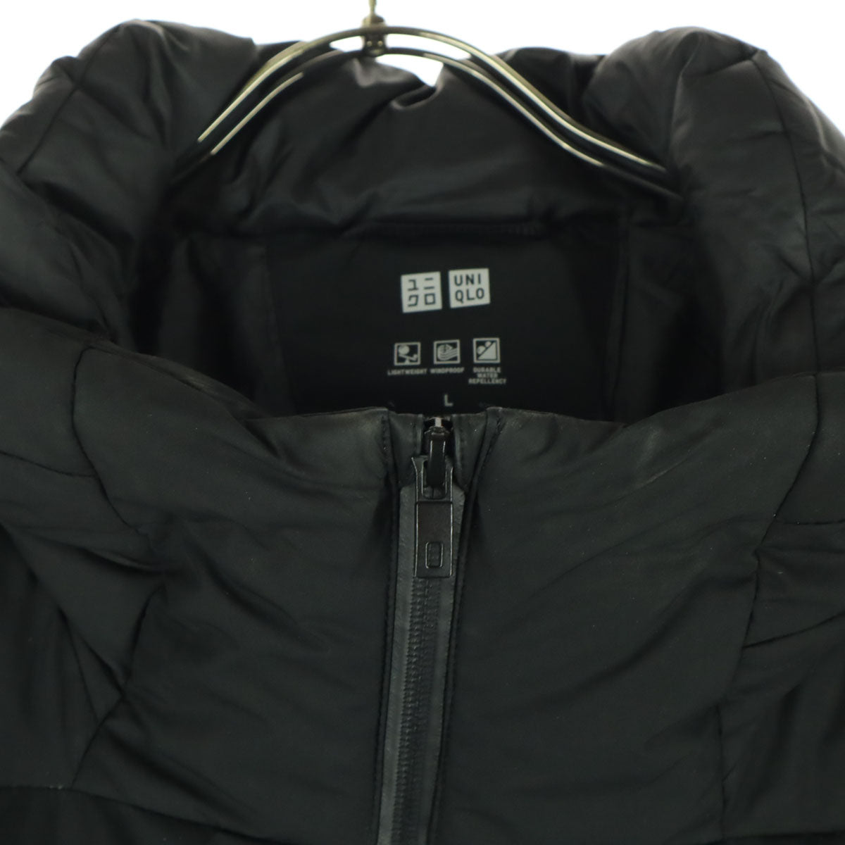 UNIQLO ユニクロ 長袖 シームレス ダウンジャケット L ブラック フード付き メンズ