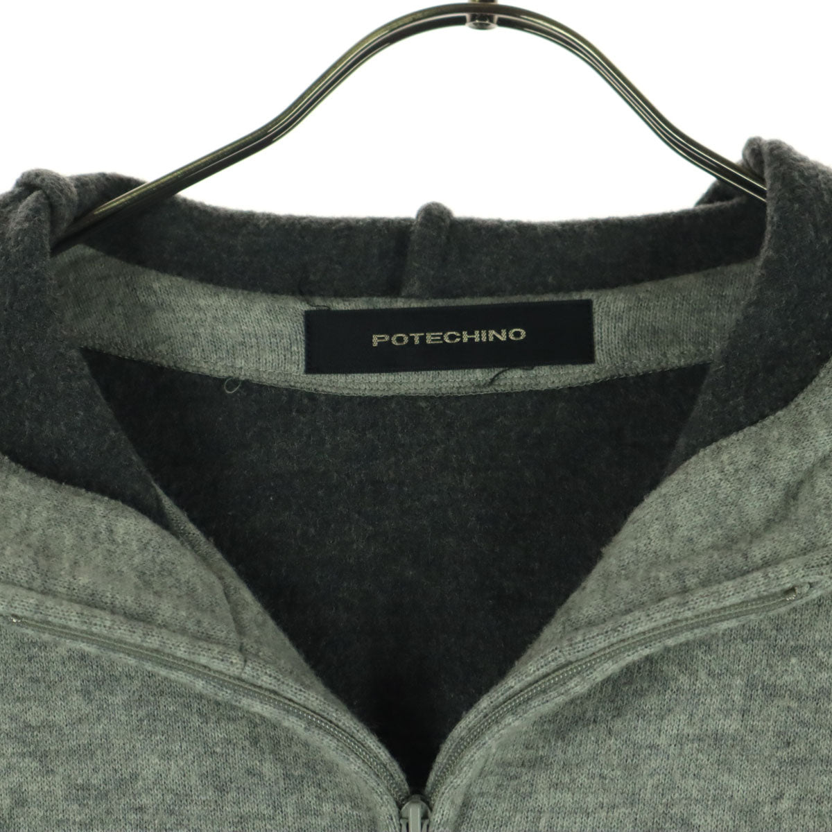 POTECHINO ポテチーノ ロゴ 花柄 長袖 ジップ コート グレー レディース