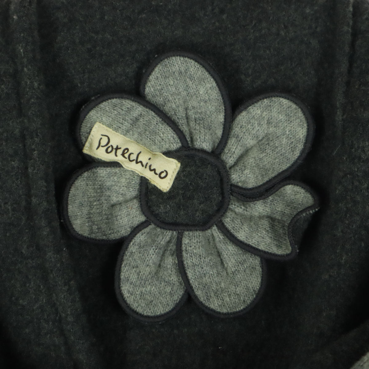 POTECHINO ポテチーノ ロゴ 花柄 長袖 ジップ コート グレー レディース