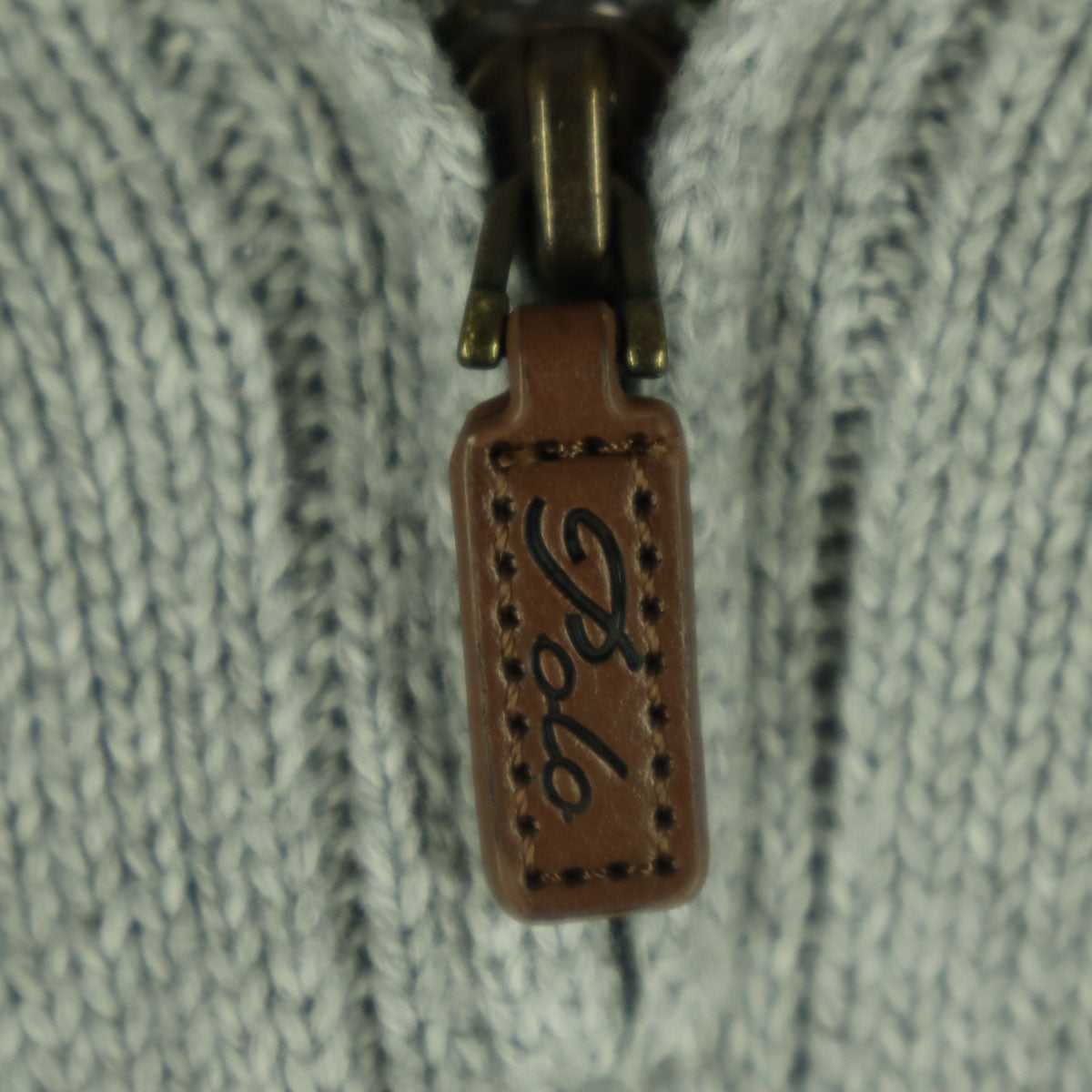 美品 POLO RALPH LAUREN ポロラルフローレン ワンポイント刺繍 長袖 ハーフジップ ケーブル編み コットン ニット XL グレー メンズ