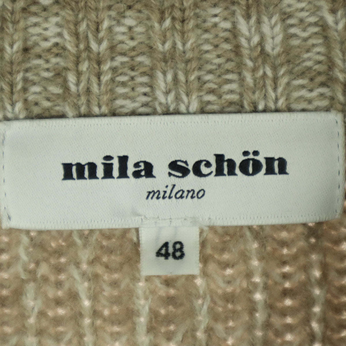 mila schon ミラショーン 長袖 カシミヤ セーター 48 ベージュ ニット メンズ