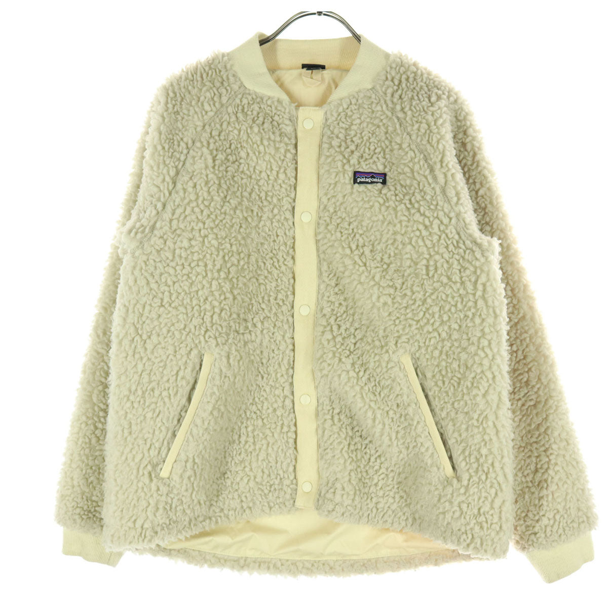 patagonia パタゴニア ワンポイントロゴ 長袖 ノーカラー ボアジャケット XXL ベージュ系 65415 レディース