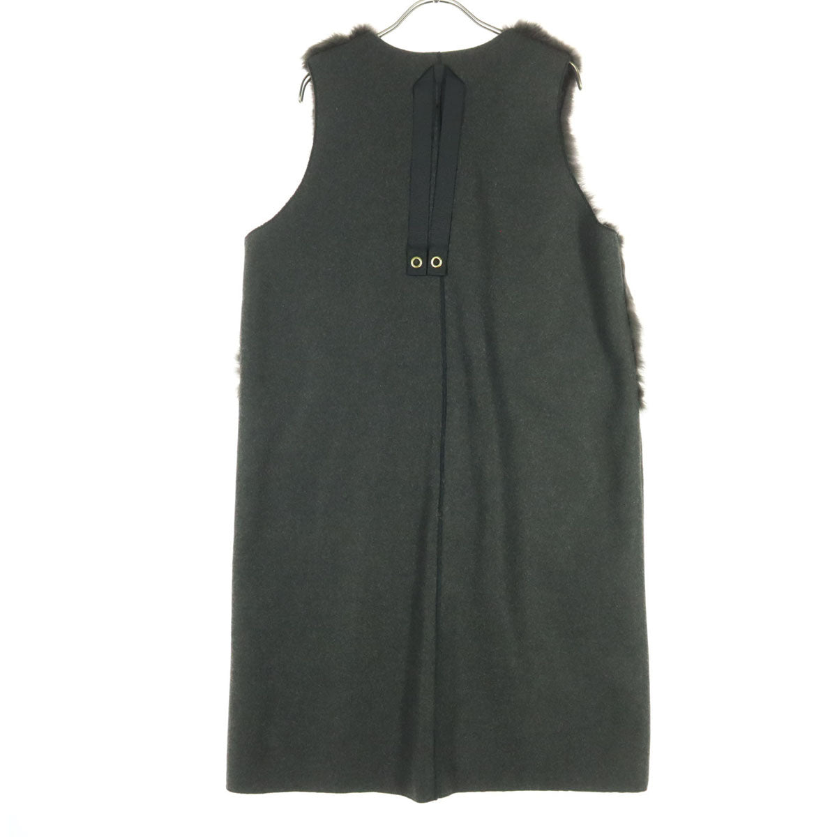 美品 Eimee Law エイミーロウ ノースリーブ ファー ジレベスト 38 ブラウン系 レディース