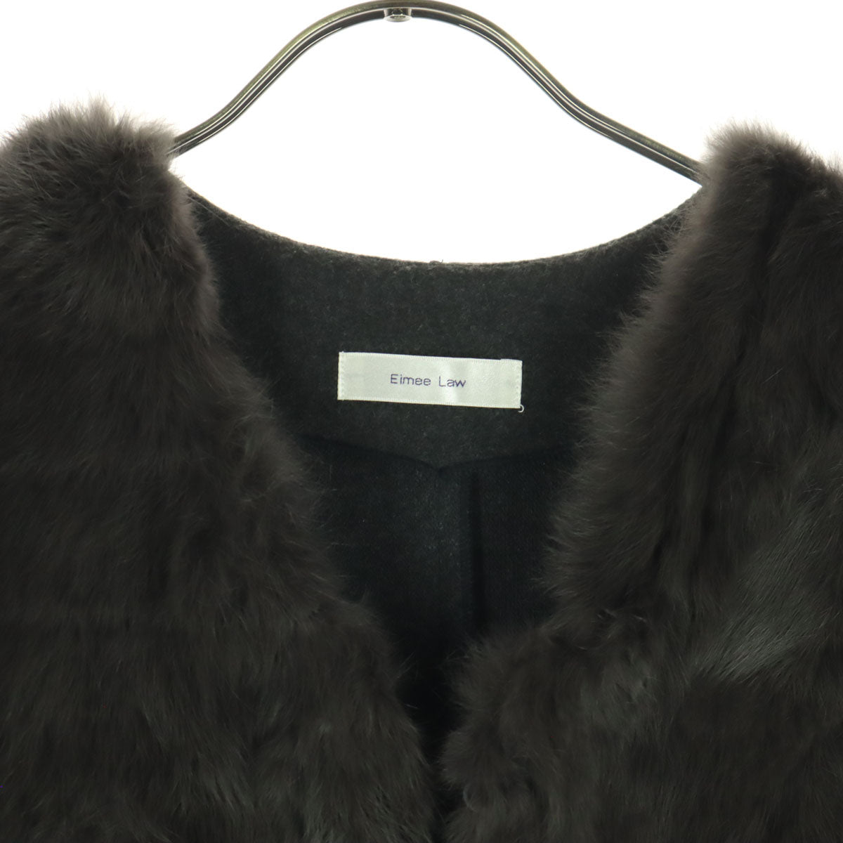美品 Eimee Law エイミーロウ ノースリーブ ファー ジレベスト 38 ブラウン系 レディース