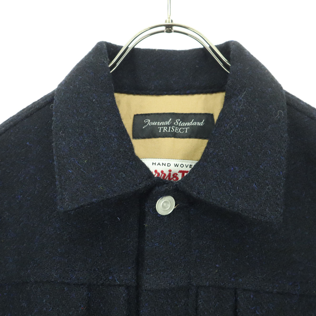 未使用 HARRIS TWEED ハリスツイード ウール 長袖 シャツジャケット L ネイビー メンズ