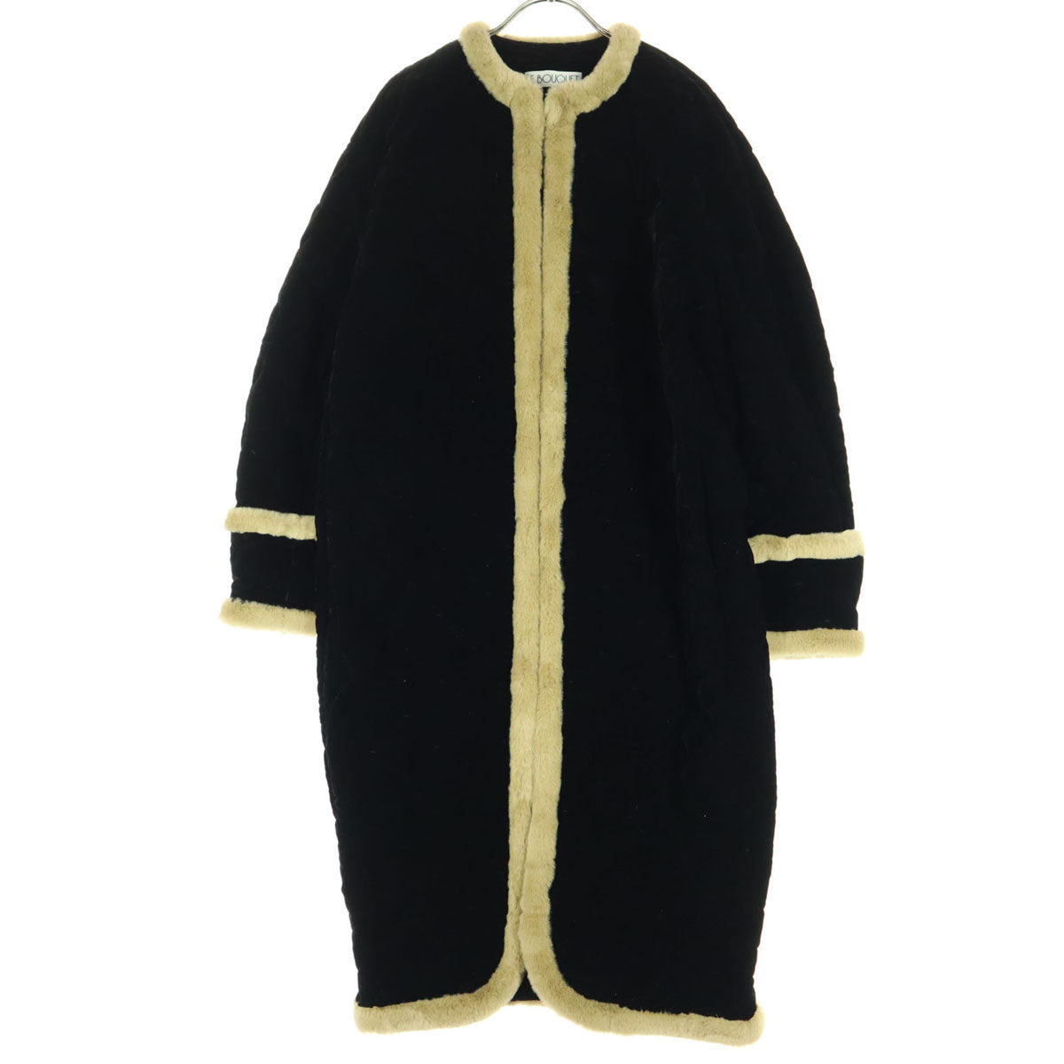 美品 LE BOUQUET ル・ブーケ ファー使い 起毛 キルティングコート F ブルー レディース