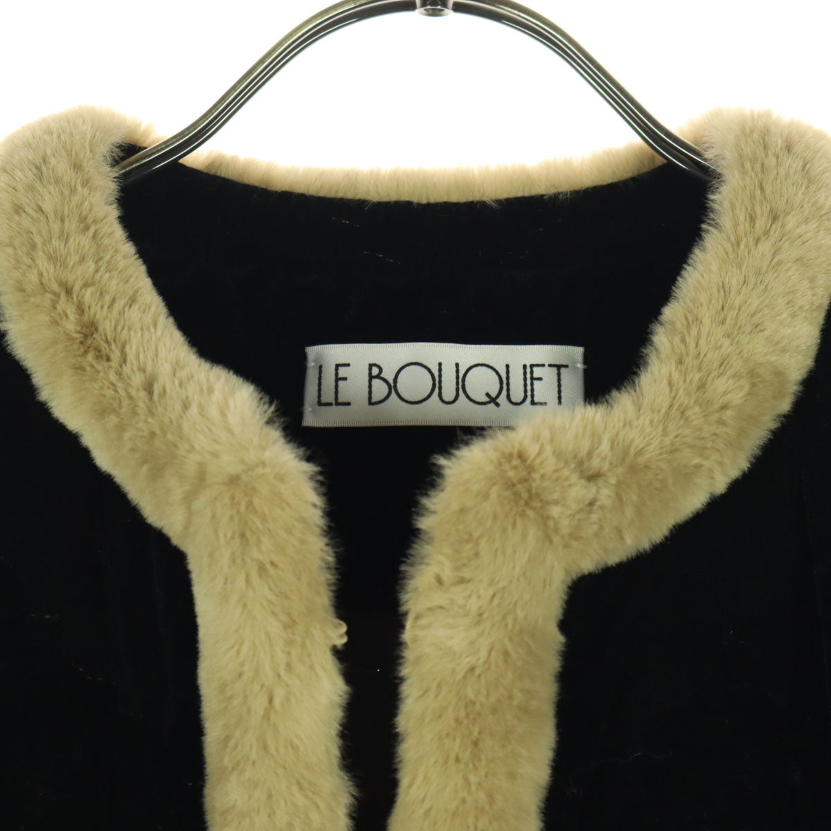 美品 LE BOUQUET ル・ブーケ ファー使い 起毛 キルティングコート F ブルー レディース