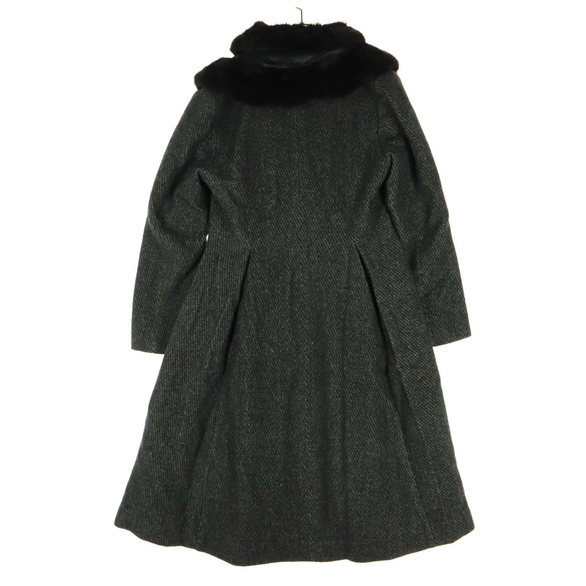 未使用 長袖 襟ミンク カシミア ロングコート M グレー レディース