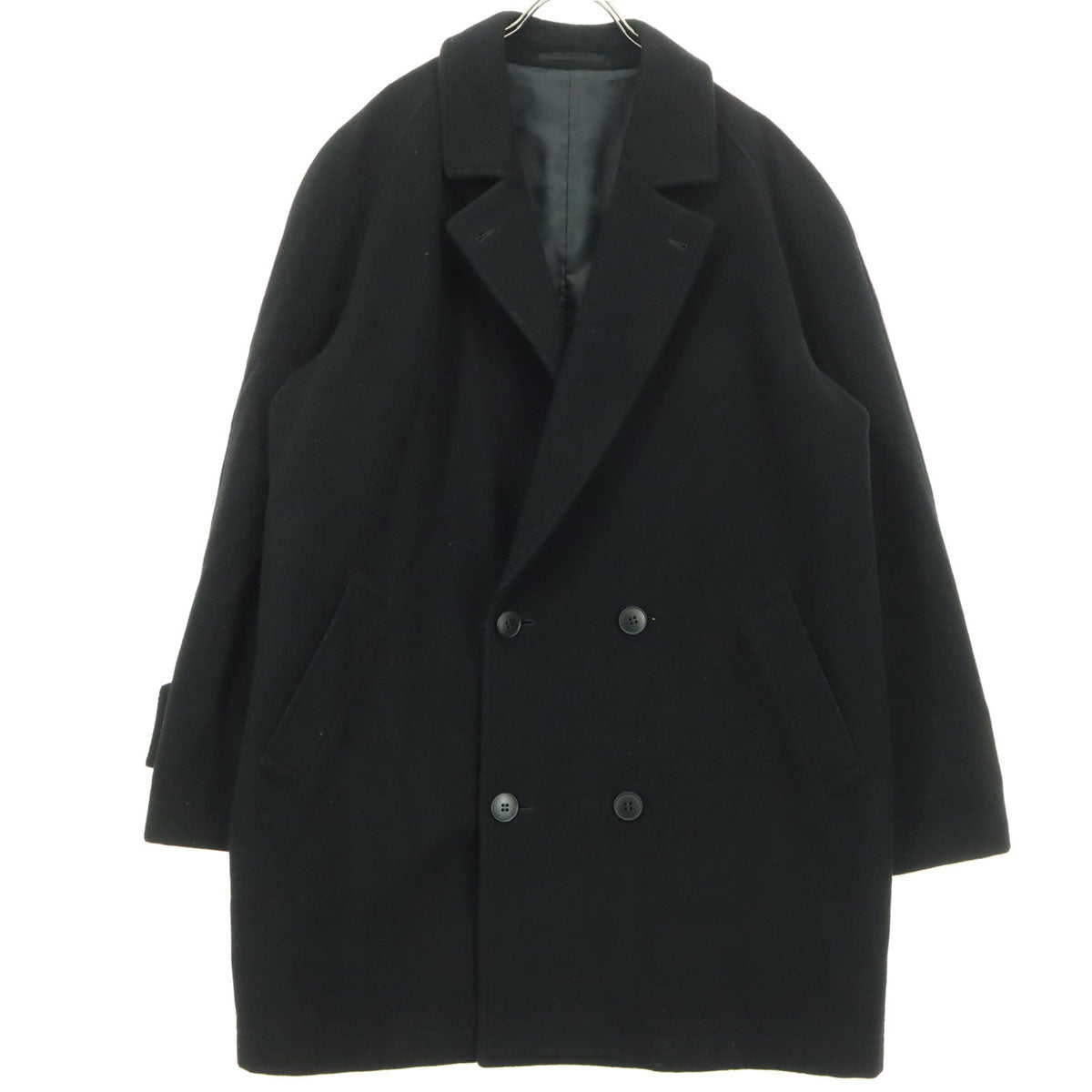 美品 CASHMERE カシミア カシミア混 長袖 チェスターコート LL ブラック メンズ