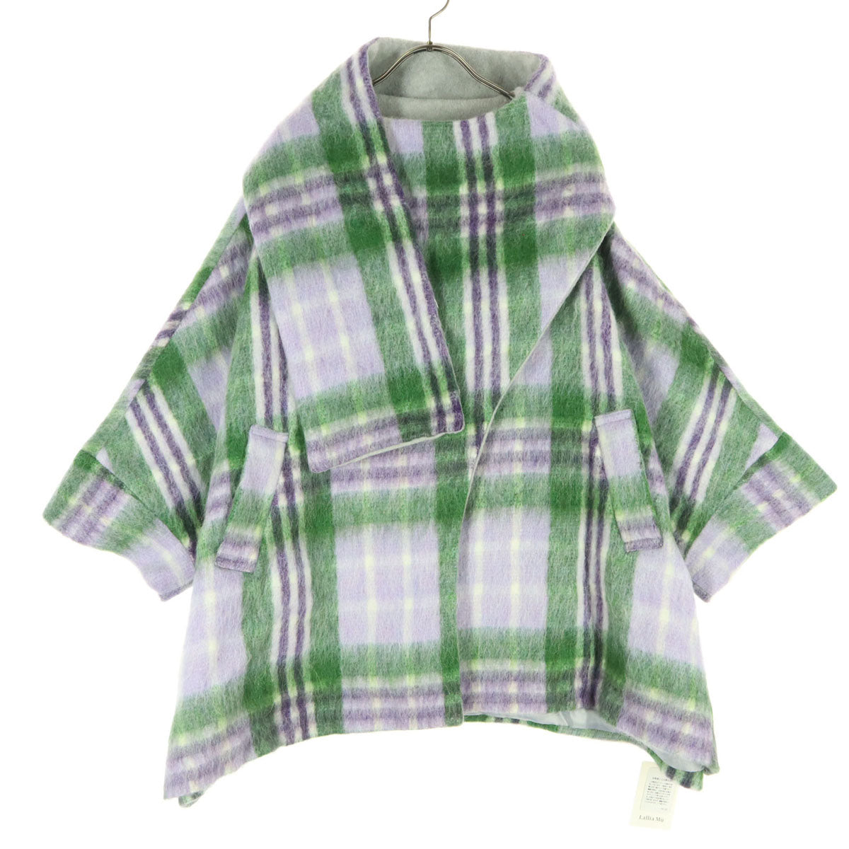 未使用 Lallia Mu ラリアムー 長袖 コート 38 パープル ケープ レディース