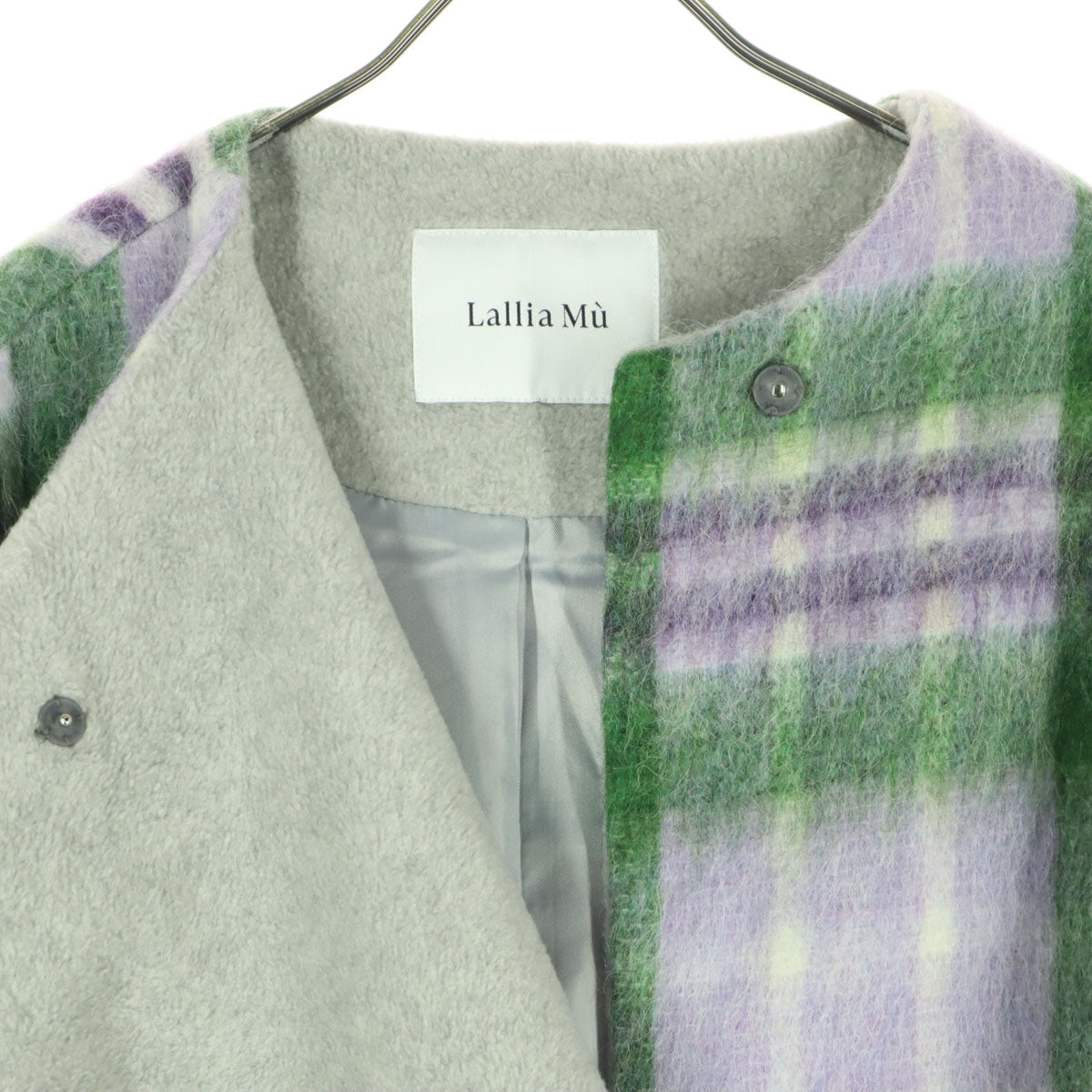未使用 Lallia Mu ラリアムー 長袖 コート 38 パープル ケープ レディース