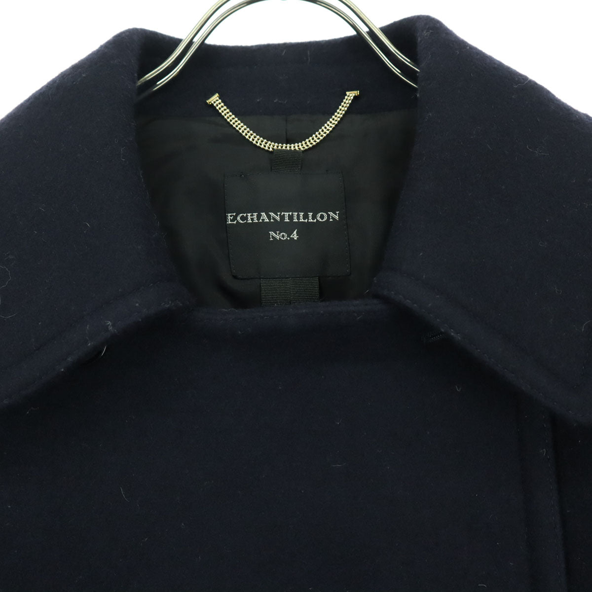 美品 ECHANTILLON NO.4 エシャンティオンナンバーフォー 日本製 長袖 ピーコート 0 ブラック レディース