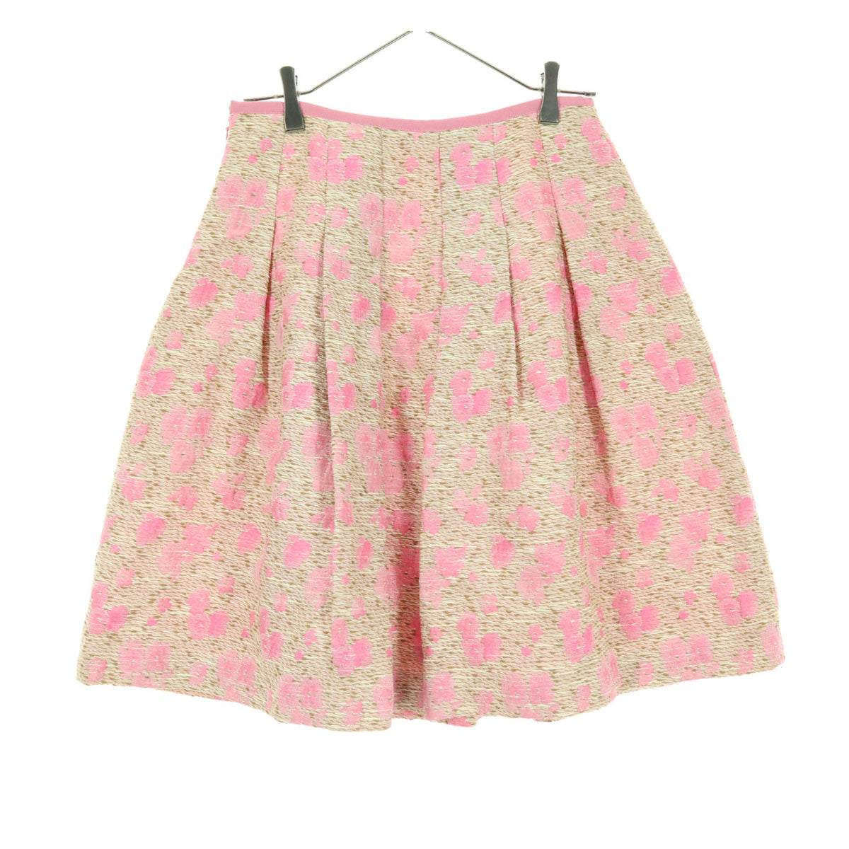 美品 M'S GRACY エムズグレイシー 日本製 花柄 ミディ丈 プリーツスカート 40 ピンク系 レディース