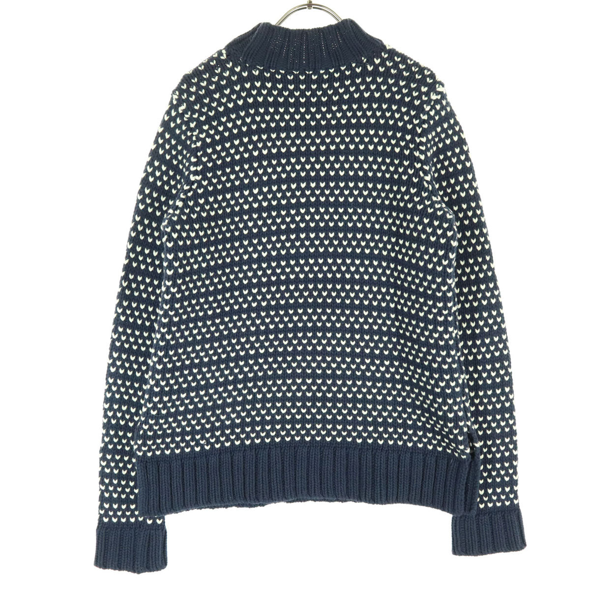 美品 L.L.Bean SIGNATURE エルエルビーンシグネチャー バーズアイ 長袖 コットン ニット XXS ネイビー レディース