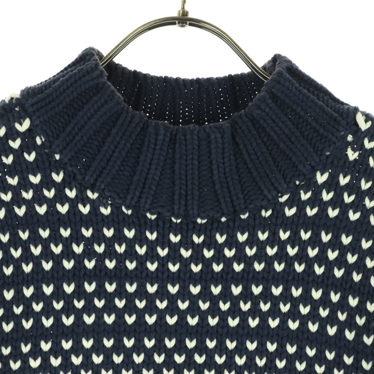 美品 L.L.Bean SIGNATURE エルエルビーンシグネチャー バーズアイ 長袖 コットン ニット XXS ネイビー レディース