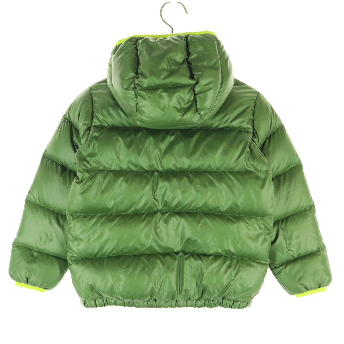 美品 patagonia パタゴニア フード付 ダウンジャケット 5T カーキグリーン STY60493 Hi-Loft Down キッズ