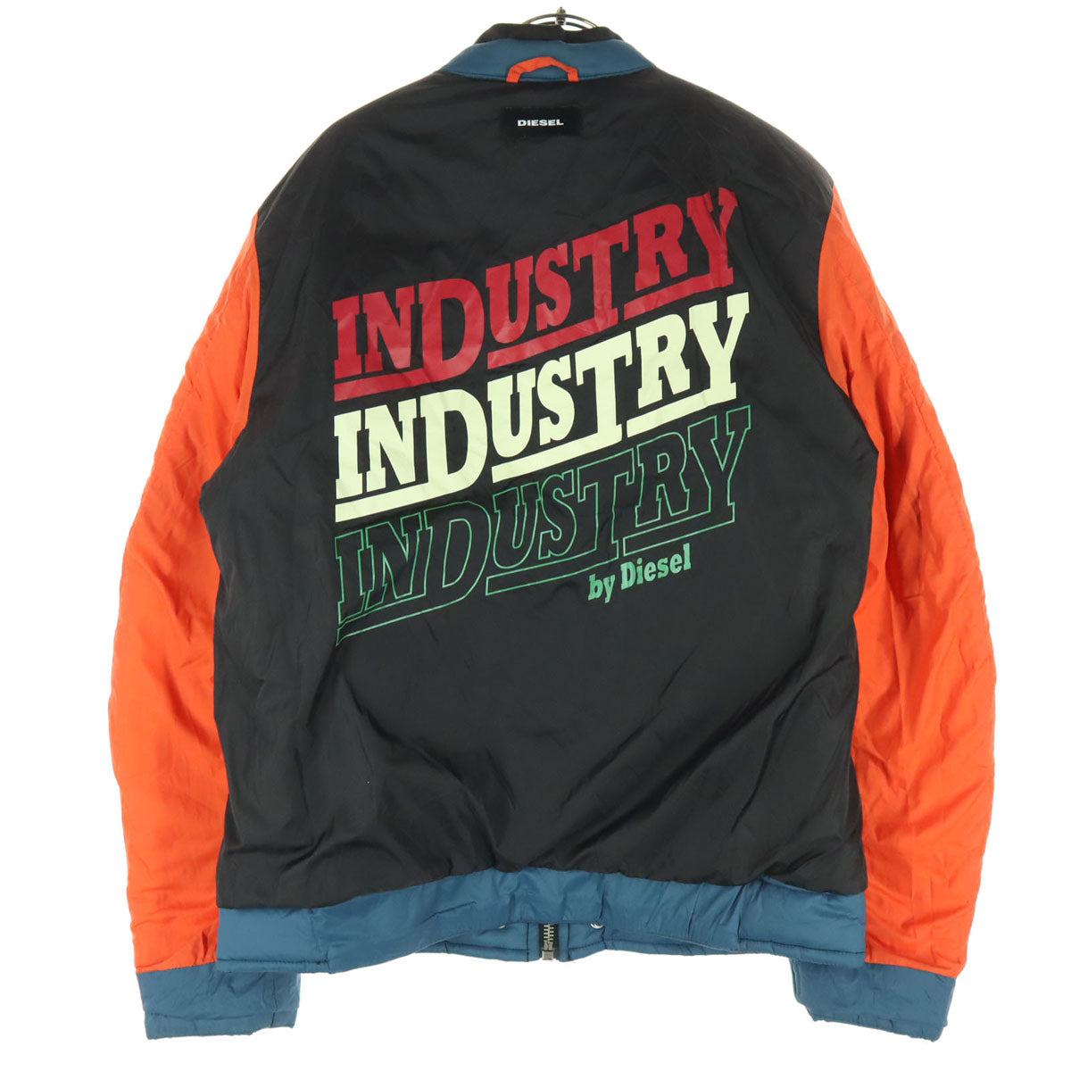 DIESEL ディーゼル ワンポイントロゴ プリント 長袖 ジップ 中綿ジャケット Ｌ ブルー系 メンズ