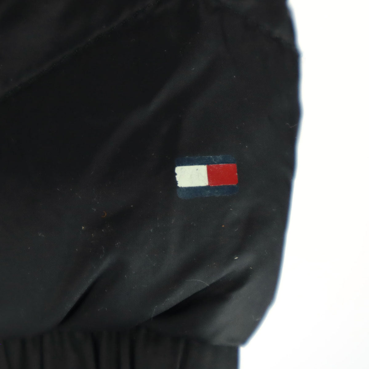 TOMMY HILFIGER トミーヒルフィガー ナイロン ワンポイントロゴ 長袖 中綿コート Ｌ ブラック レディース