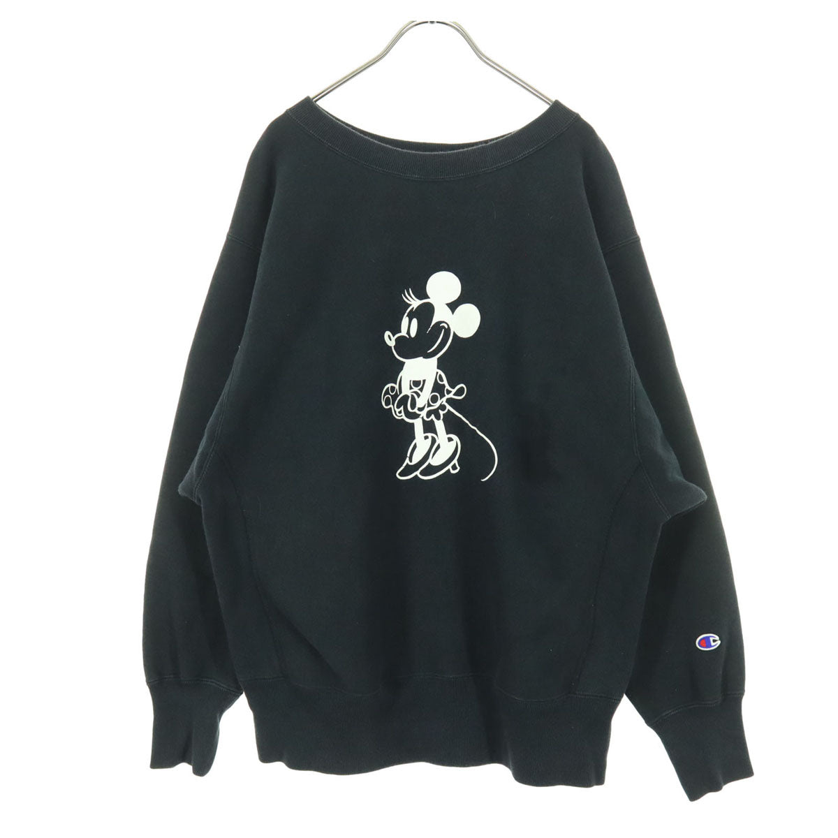 Champion チャンピオン ディズニーコラボ 青単復刻 キャラクタープリント 長袖 トレーナー LARGE ブラック スウェット ミニーマウス メンズ