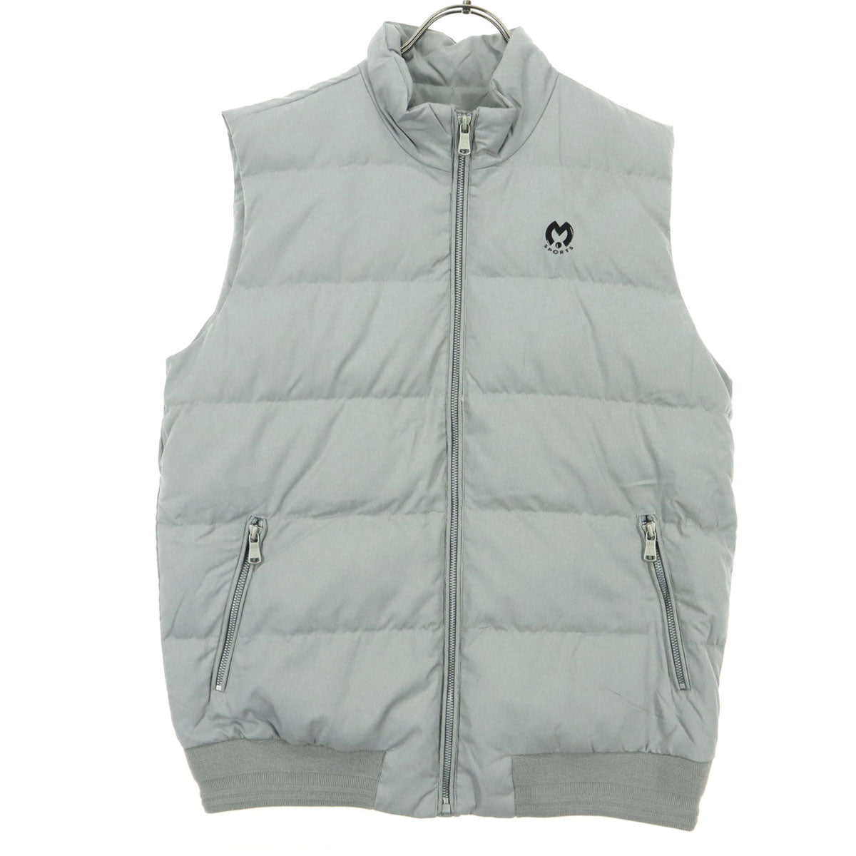 美品 mila schon SPORTS ミラショーン スポーツ ワンポイントロゴ ノースリーブ ダウンベスト 46 グレー メンズ