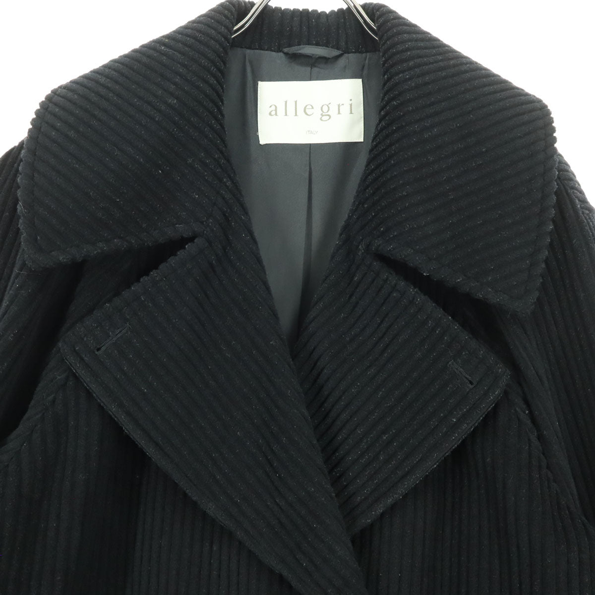 Allegri アレグリ 長袖 コーデュロイ ピーコート 9AR ブラック レディース