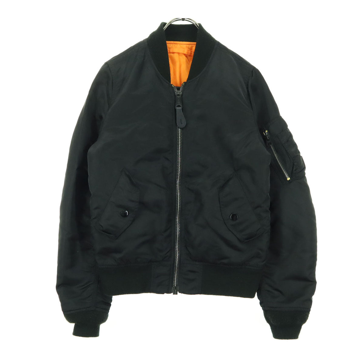 ALPHA INDUSTRIES INC アルファインダストリーズ ナイロン 長袖 MA-1 フライトジャケット S ブラック 中綿ブルゾン レディース