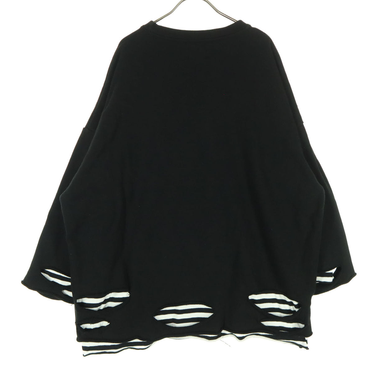 Danke Schon ダンケシェーン ボーダー柄 長袖 ダメージ加工 トレーナー F ブラック メンズ