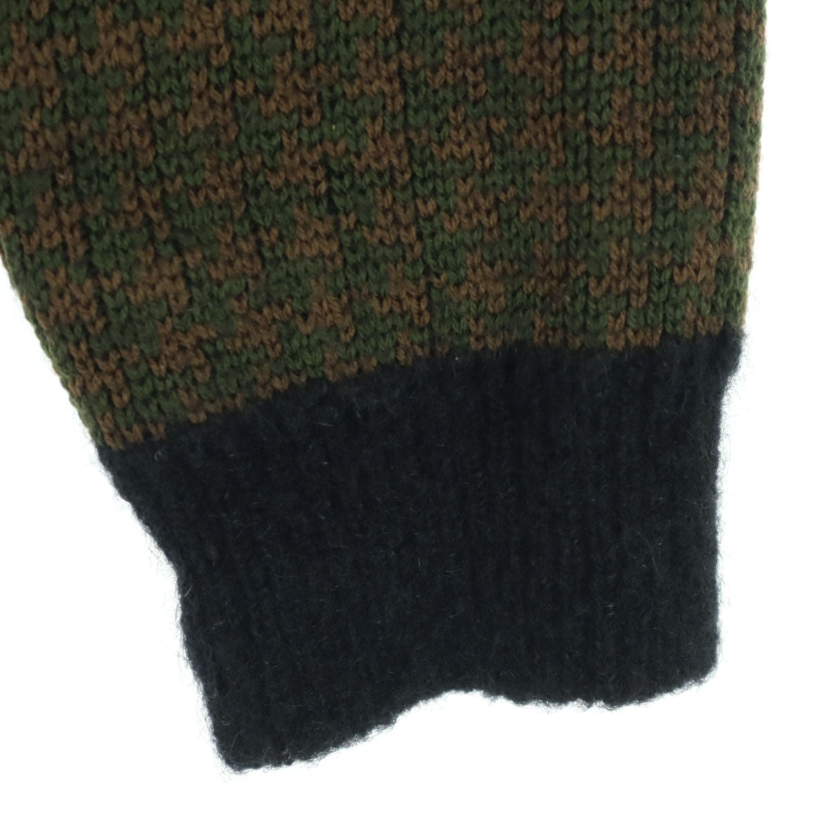 美品 ANSEASON ANREALAGE アンシーズンアンリアレイジ モヘア混 千鳥格好柄 長袖 ハイネック ウール ニット 50 ブラウン系 メンズ