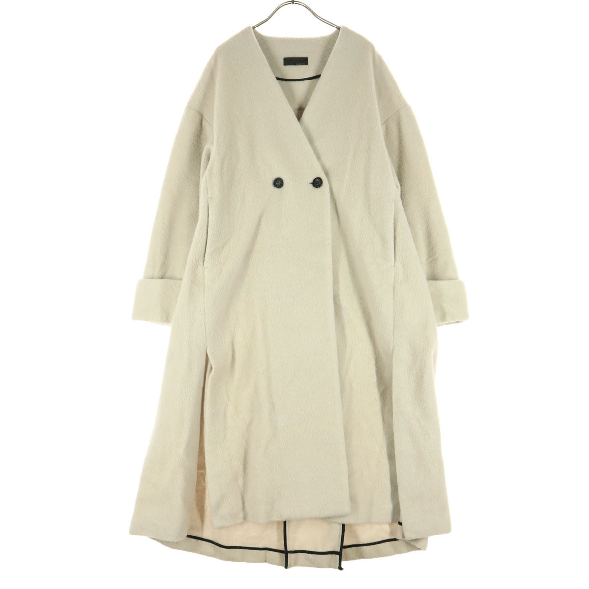 kei shirahata ケイシラハタ 日本製 カシミヤ混 長袖 ノーカラー ピーコート 0 ピンク系 レディース