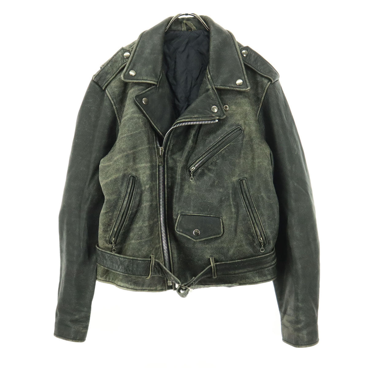 長袖 レザー ダブルライダースジャケット 40 ブラック 牛革 メンズ