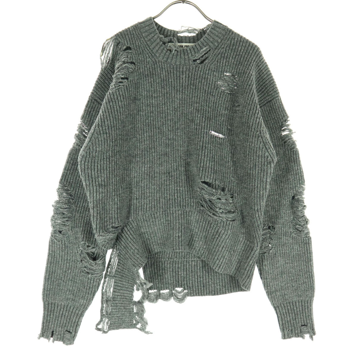 美品 PRANK PROJECT プランクプロジェクト 長袖 ダメージ加工 セーター FREE グレー レディース