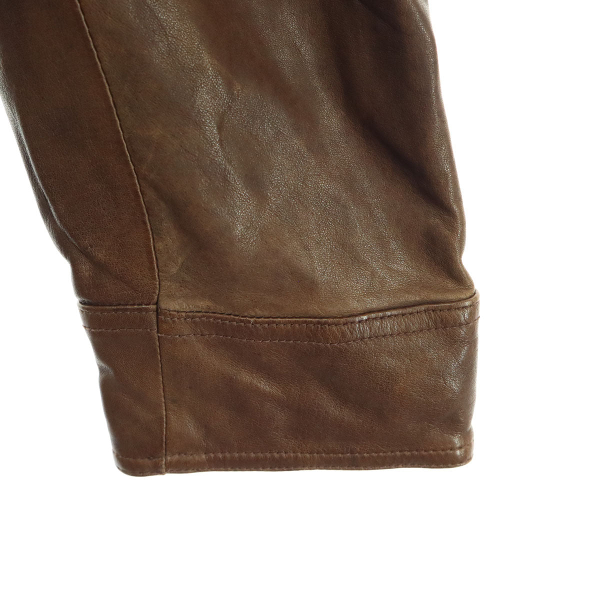 美品 GRANDLY グランドリー 長袖 バイカー レザージャケット M ブラウン 羊皮 メンズ