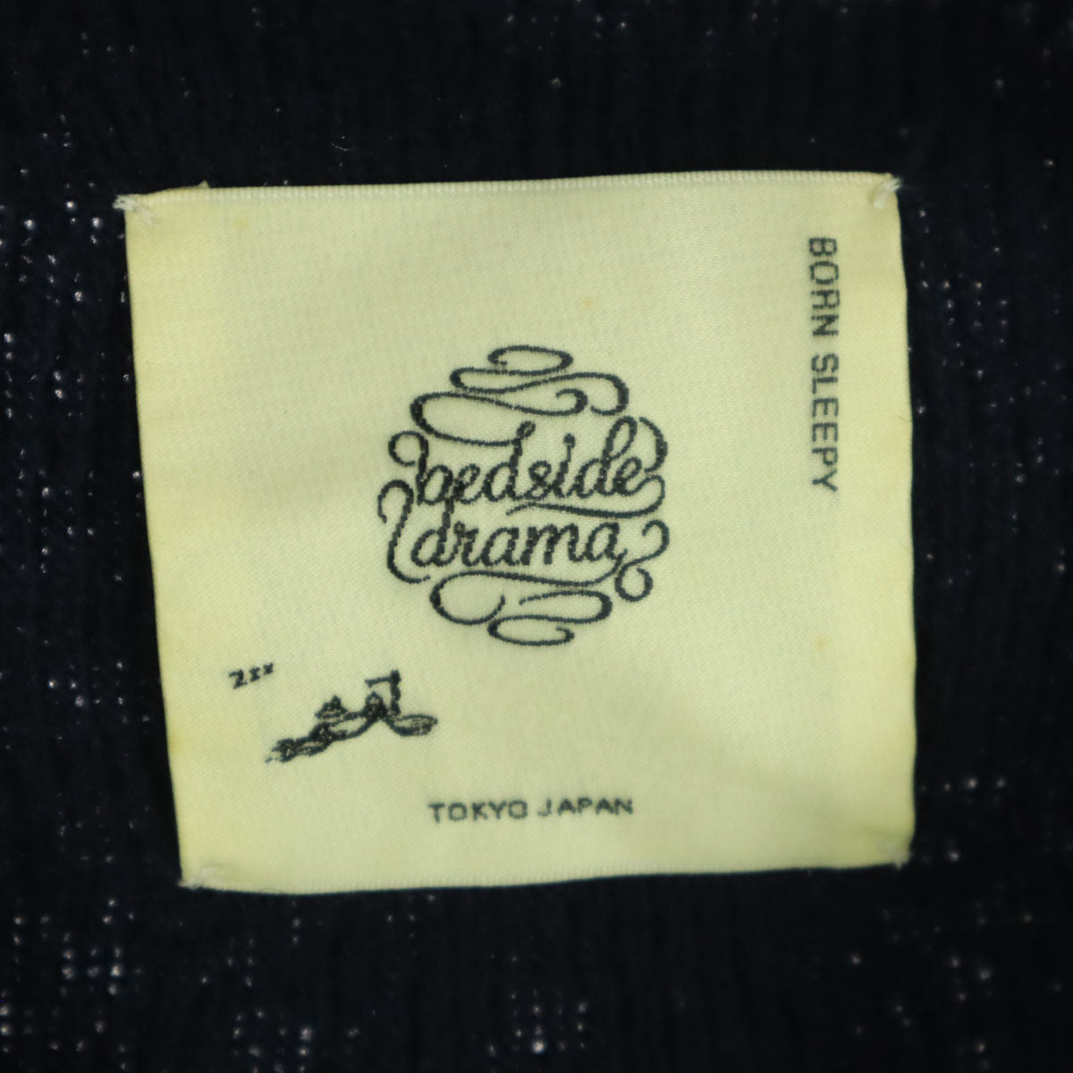 bedsidedrama ベッドサイドドラマ 日本製 長袖 シャツワンピース ネイビー 切替 ニット レディース