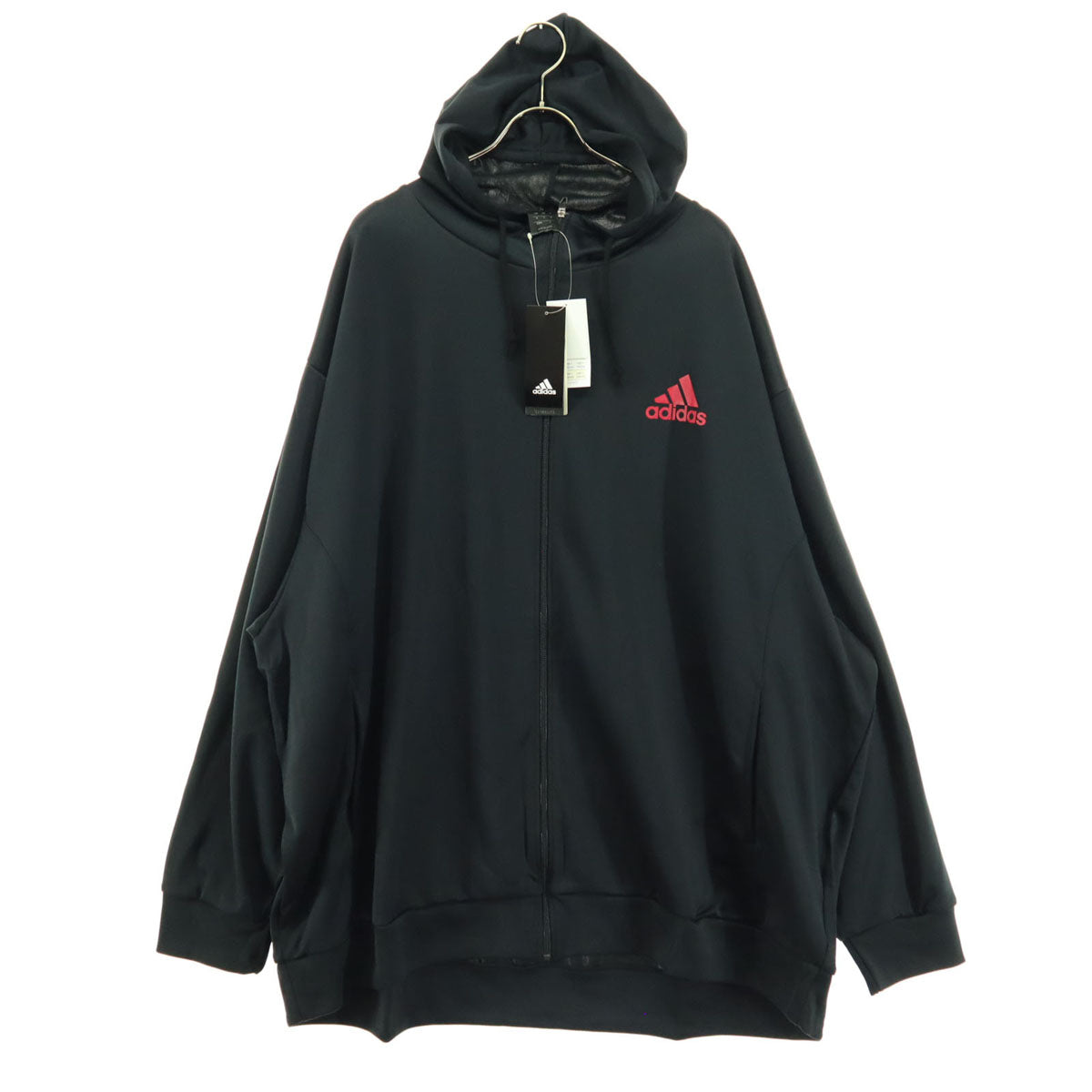 未使用 adidas アディダス ワンポイントプリント 長袖 トラックジャケット 8XO ブラック ビッグサイズ ジャージ メンズ